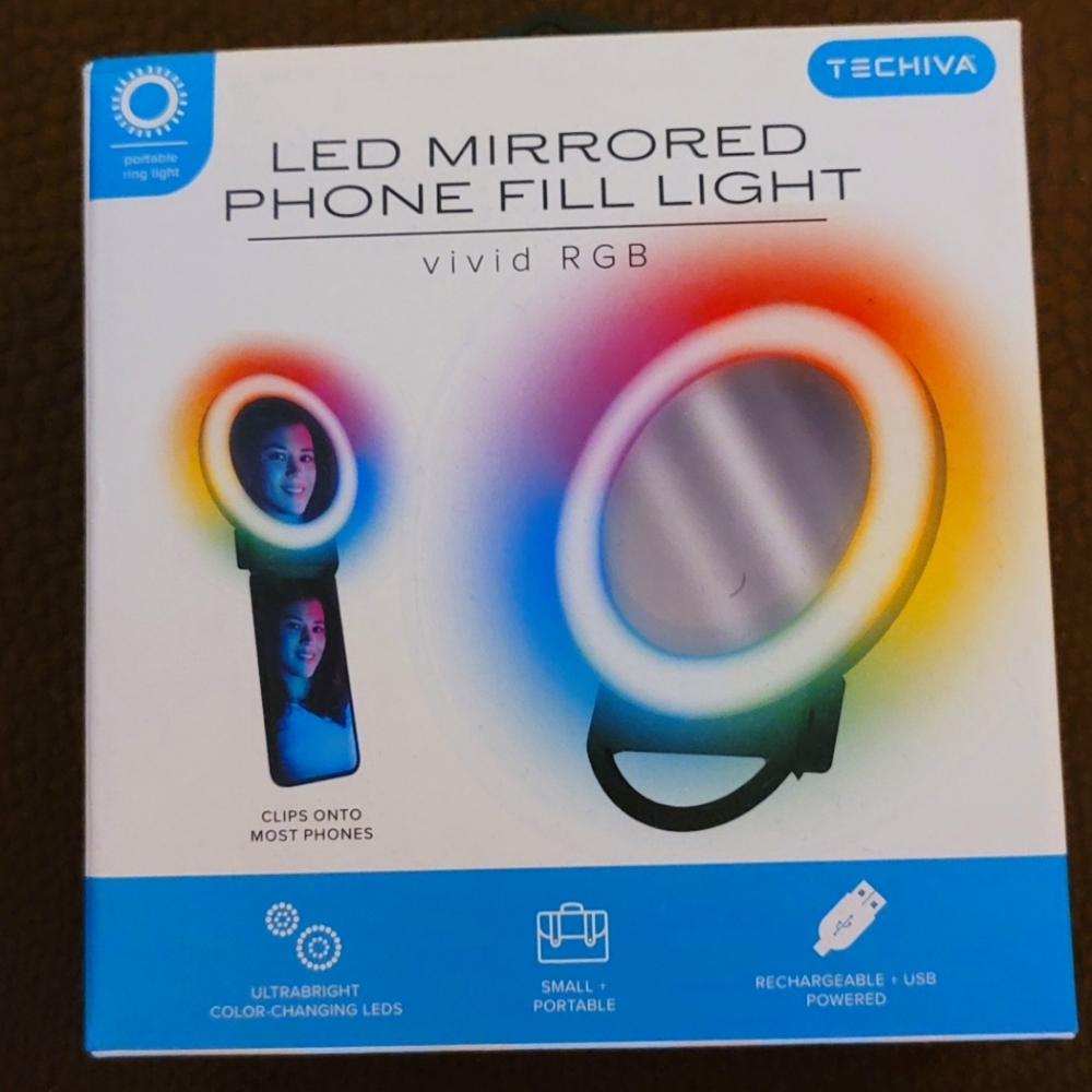 NIB. LED mirrored phone filled light